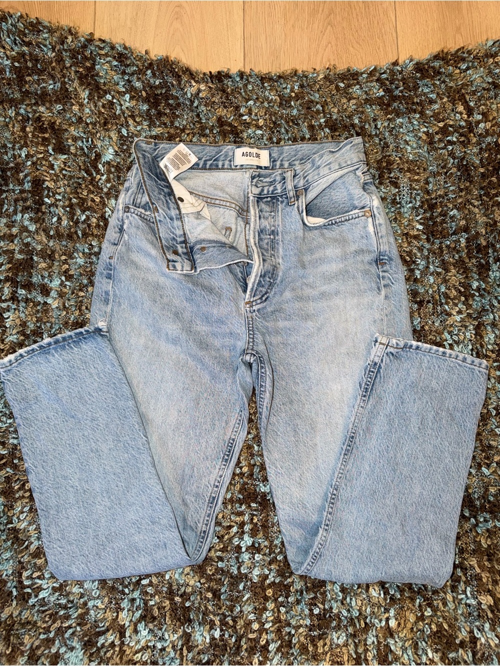Agolde Light Blue High-Rise Denim Waistband
